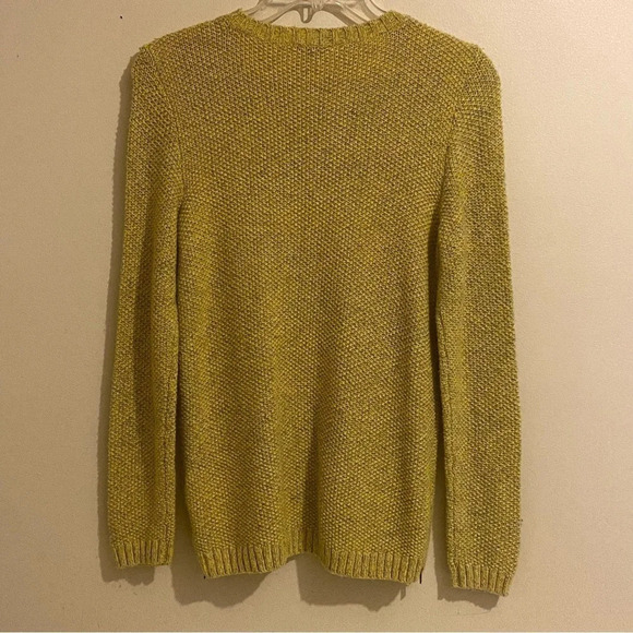 TALBOTS Merino Wool Blend Cable Knit Sweater Size S Gold/Yellow Zip Hemline - Picture 6 of 10